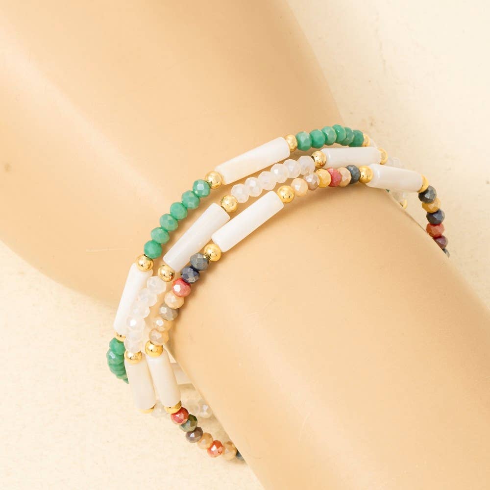 Ramona Assorted Beaded Bar Bracelet 3 Set