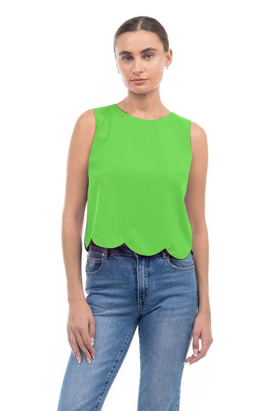 Rory Scallop Neon Green Tank FINAL SALE