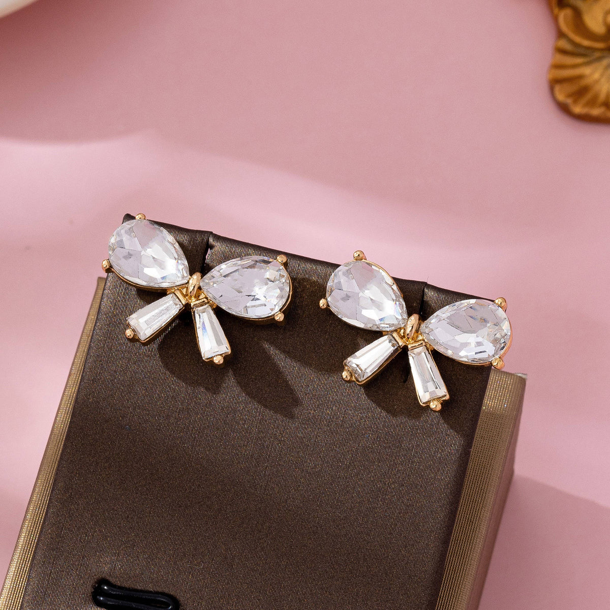 Coy Crystal Bow Stud Earrings