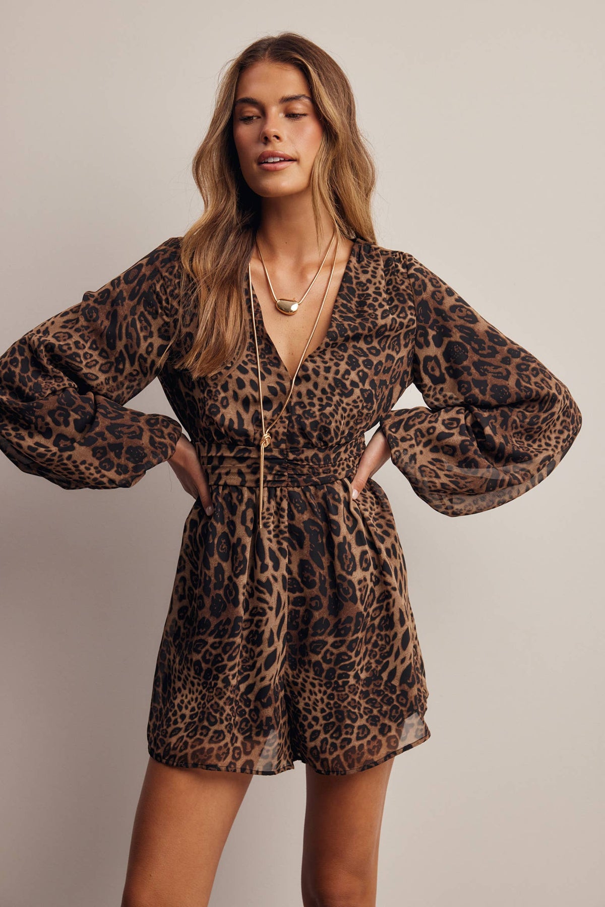 Codie Animal Print Surplice Romper