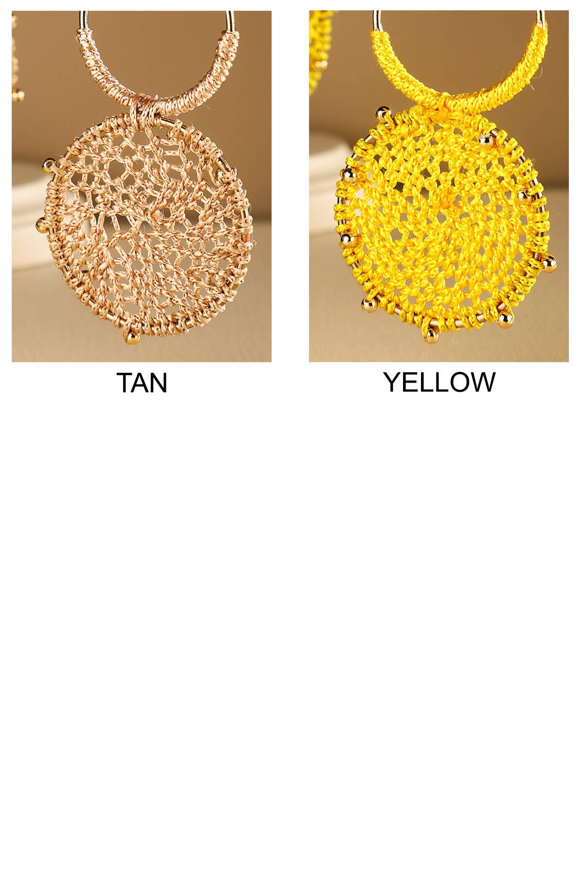 Rattan Knitted Round Tiers  Drop Earring