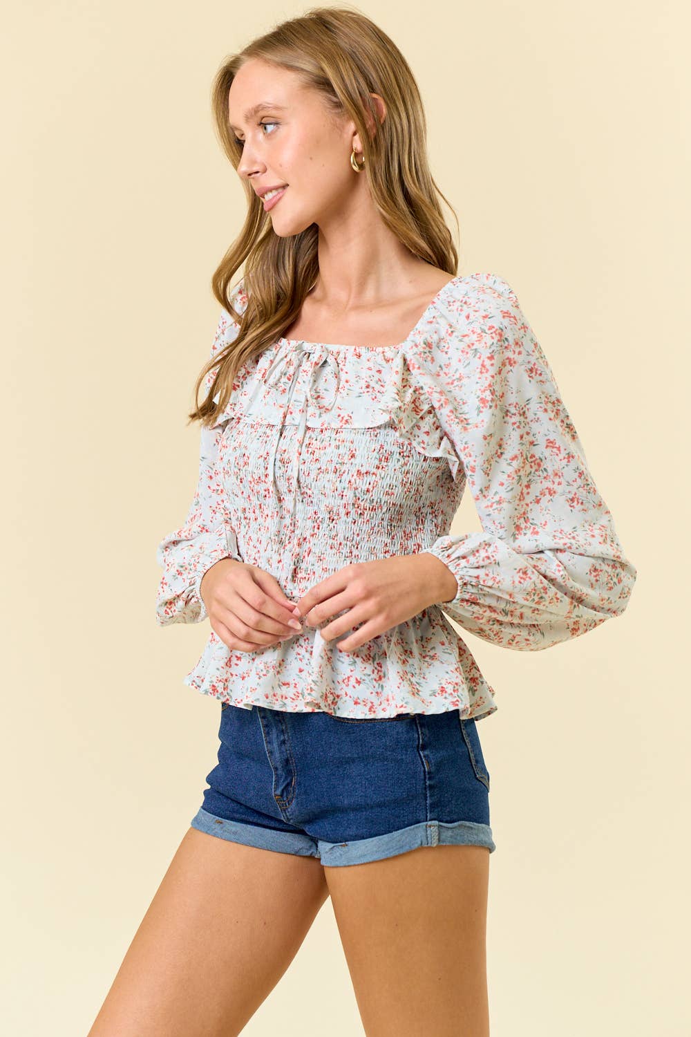 Bala Floral Print Puff Long Sleeve Blouse
