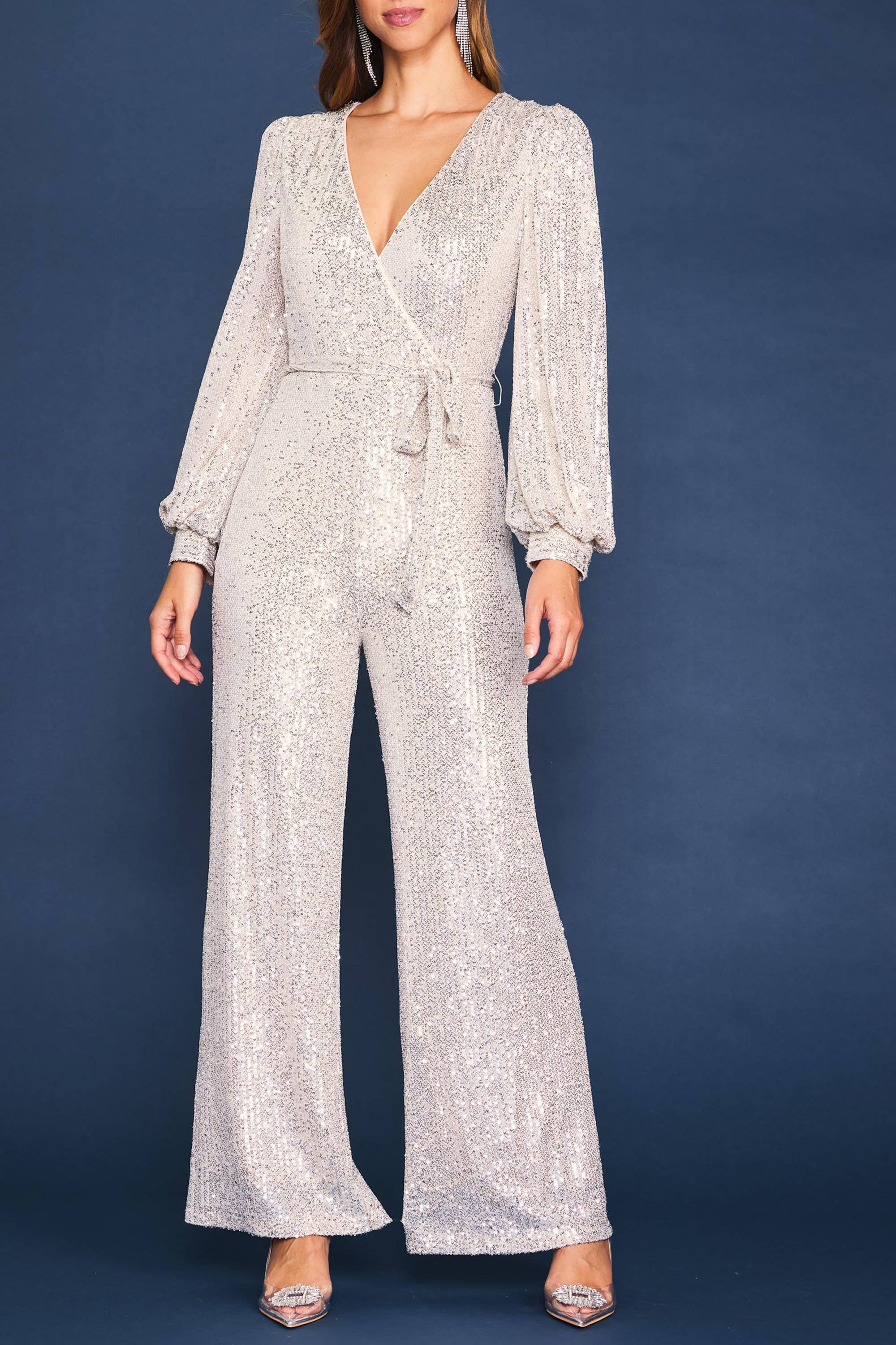 Amos V Neck Sequin Jumpsuit