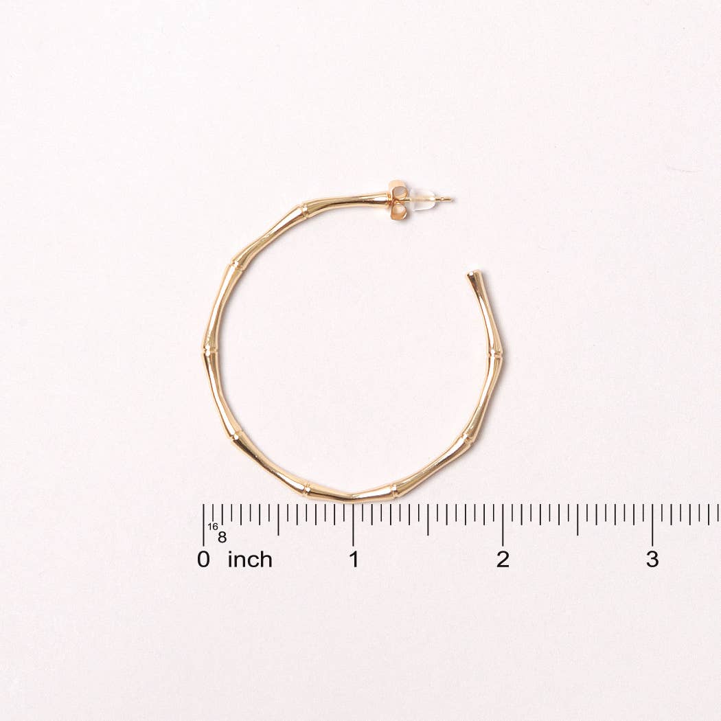 Dia 14K Gold-Dipped Textured Hoop Post Earring (2 Colors!)