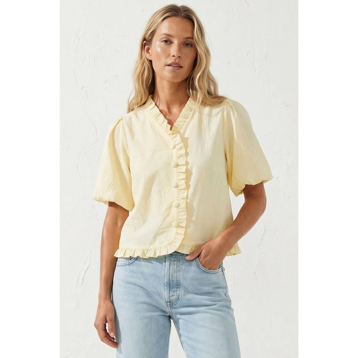 Raya Ruffle Detail Bubble Sleeve Top