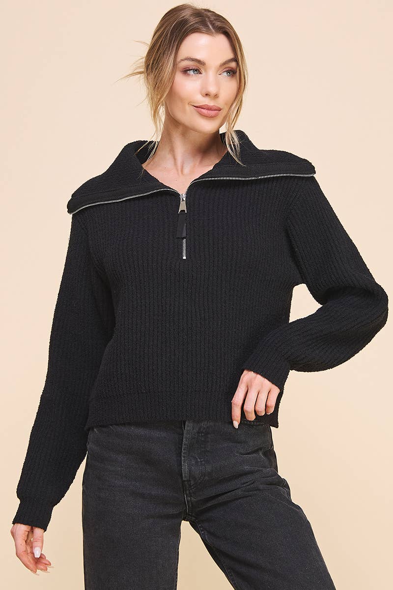 Grave Plush Half Zip Pullover Sweater