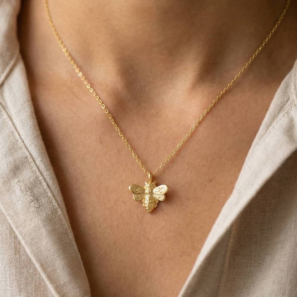Aka Gold Dipped Mini Bee Pendant Necklace