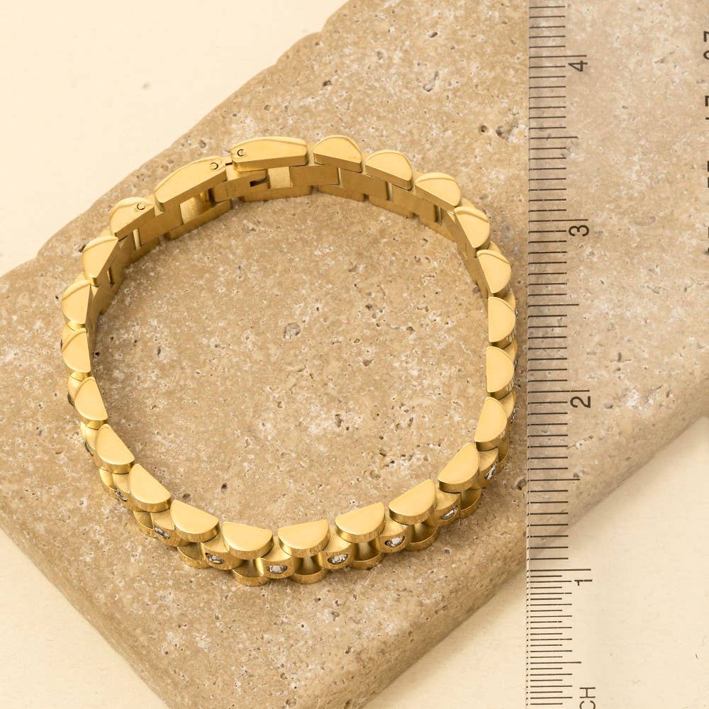 Rumi Stainless Steel Studded Watch Chain Bracelet