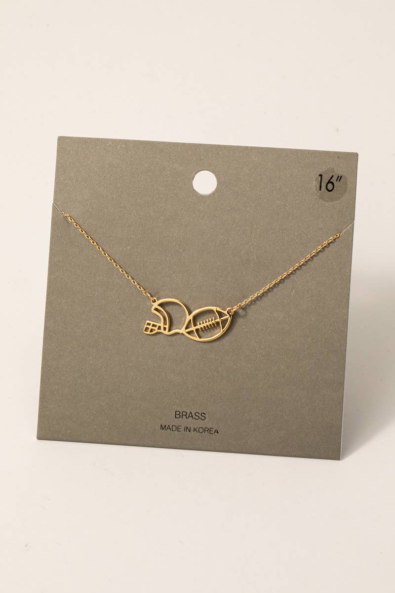 Game Day Football And Helmet Pendant Necklace