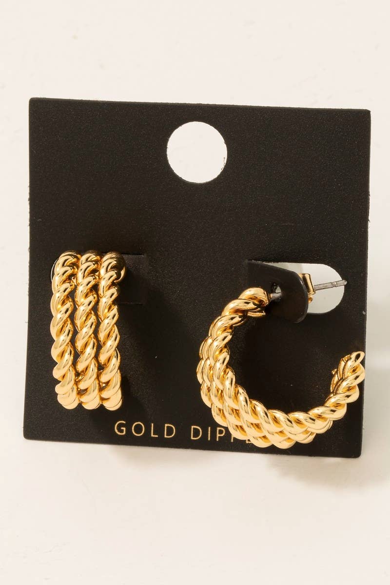 Abe Gold Dipped Layered Twisted Hoop Earrings