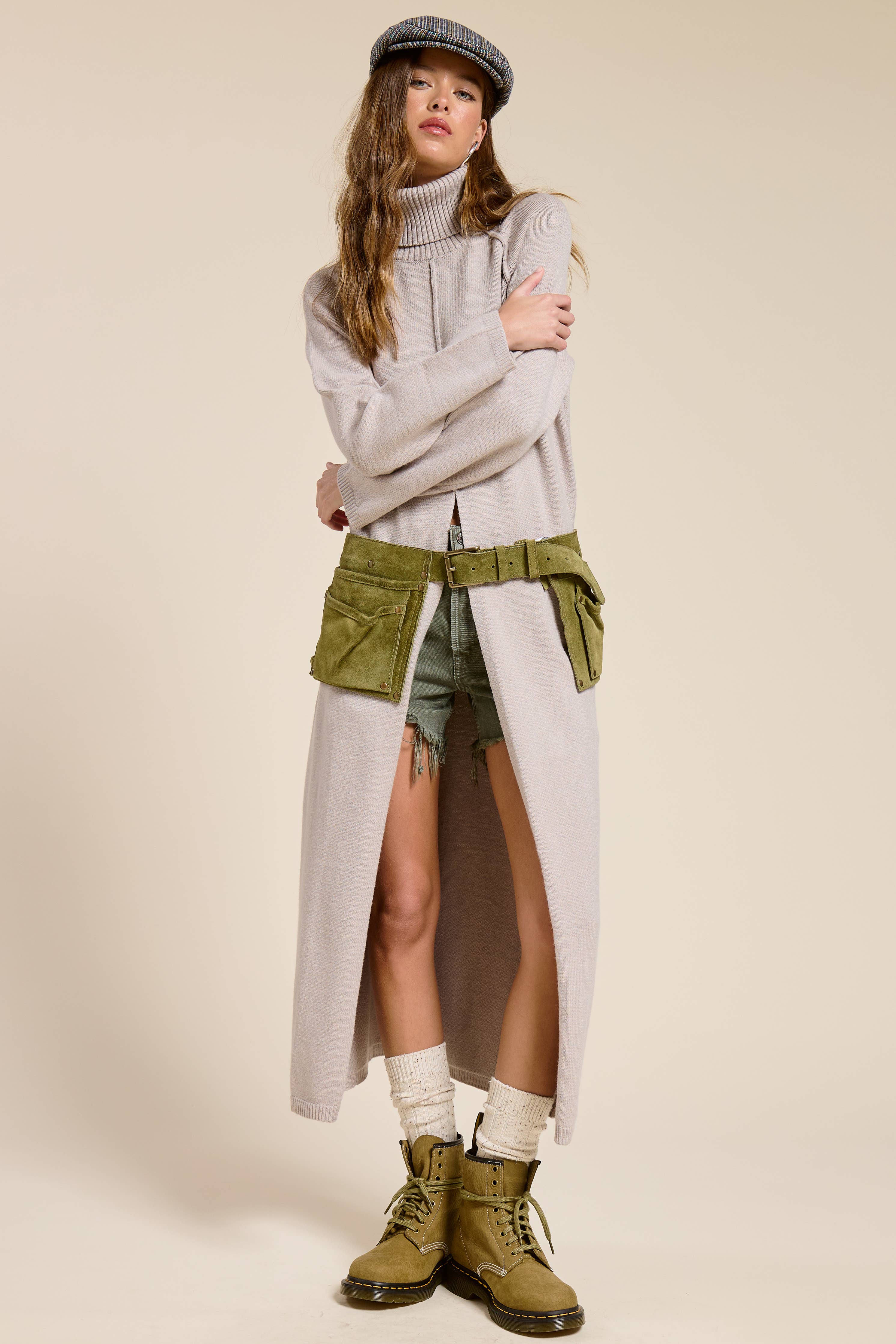 Vale Ribbed Turtleneck Tunic Sweater