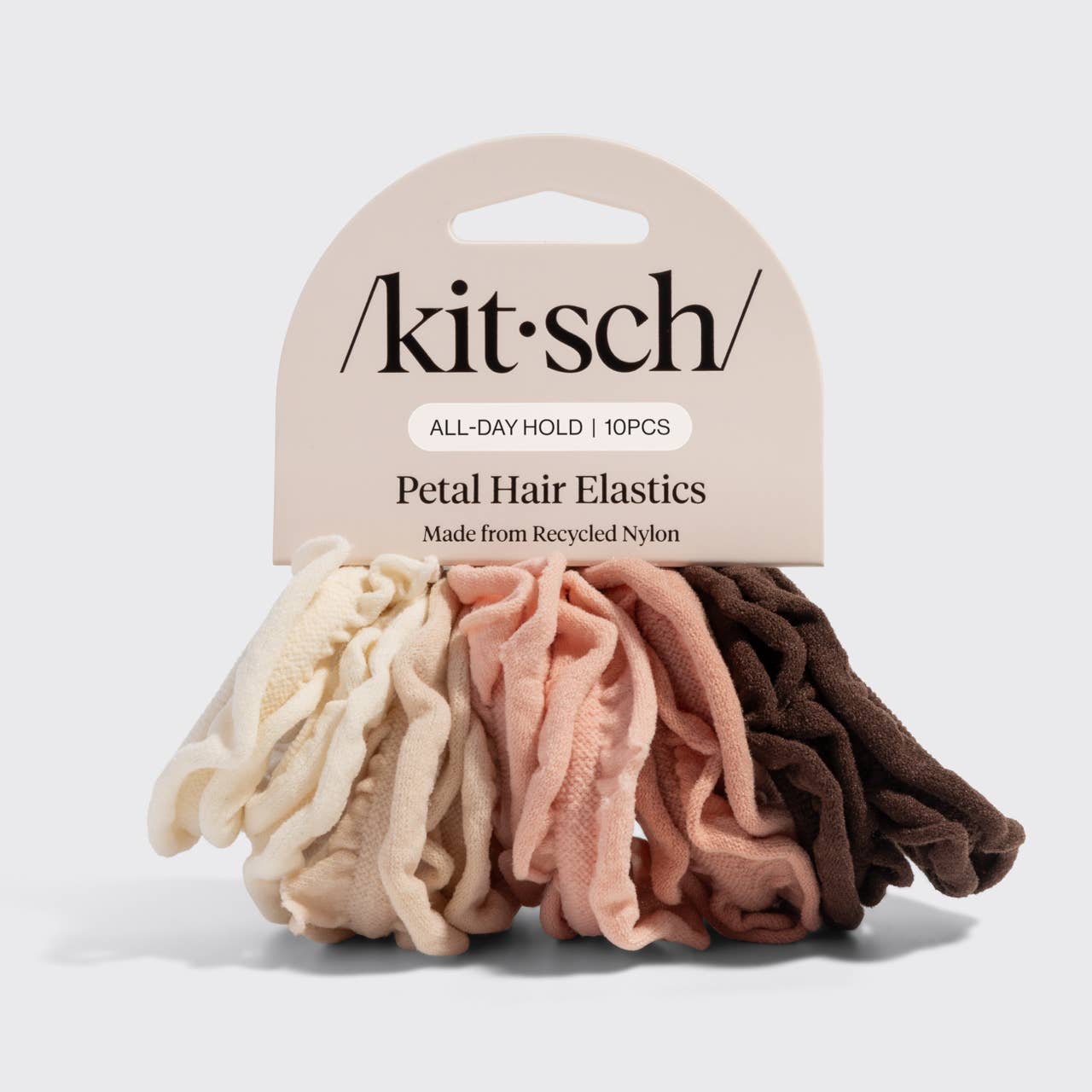 KITSCH Recycled Fabric Petal Hair Elastics 10pc Set - Blush