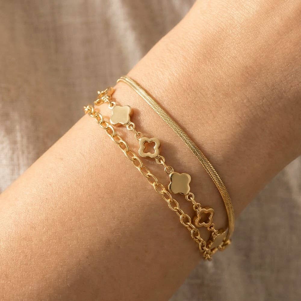 Roper Clover Charms Mixed Layered Bracelet