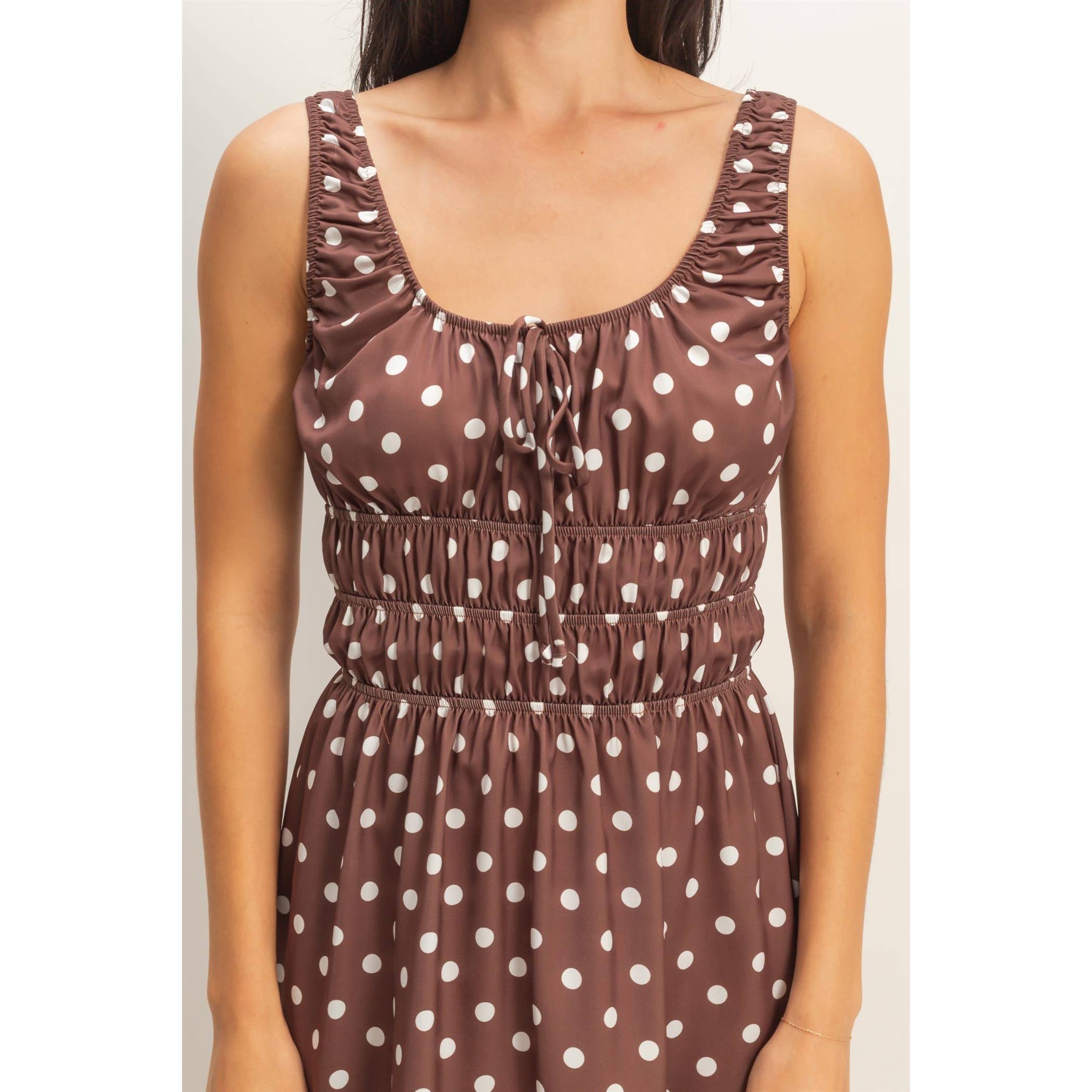 Rima Satin Polka Dot Mini Dress