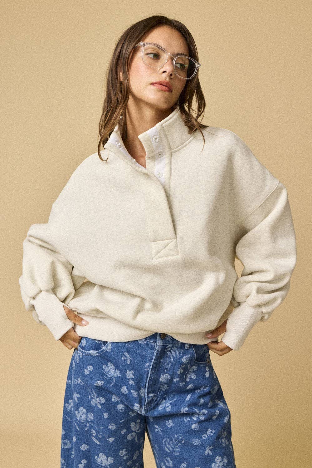 Wendy White Melange Pullover