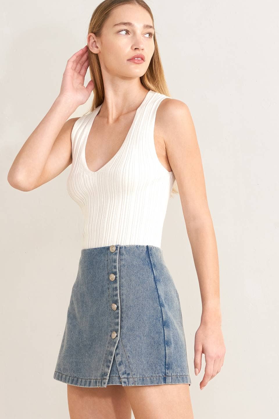 Hannah Denim Washed Skort Skirt