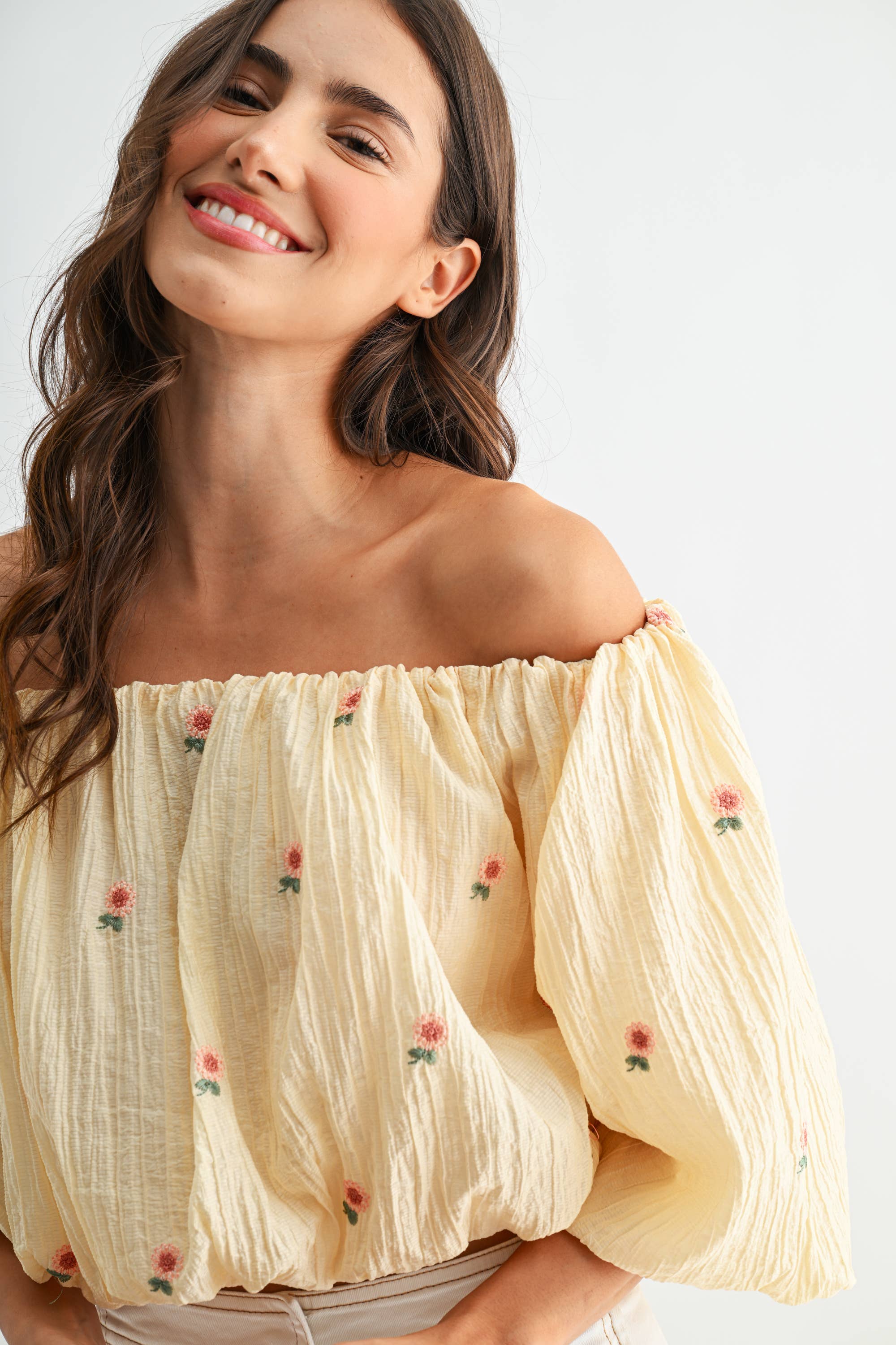 Viktor Off-Shoulder Floral Embroidered Blouse