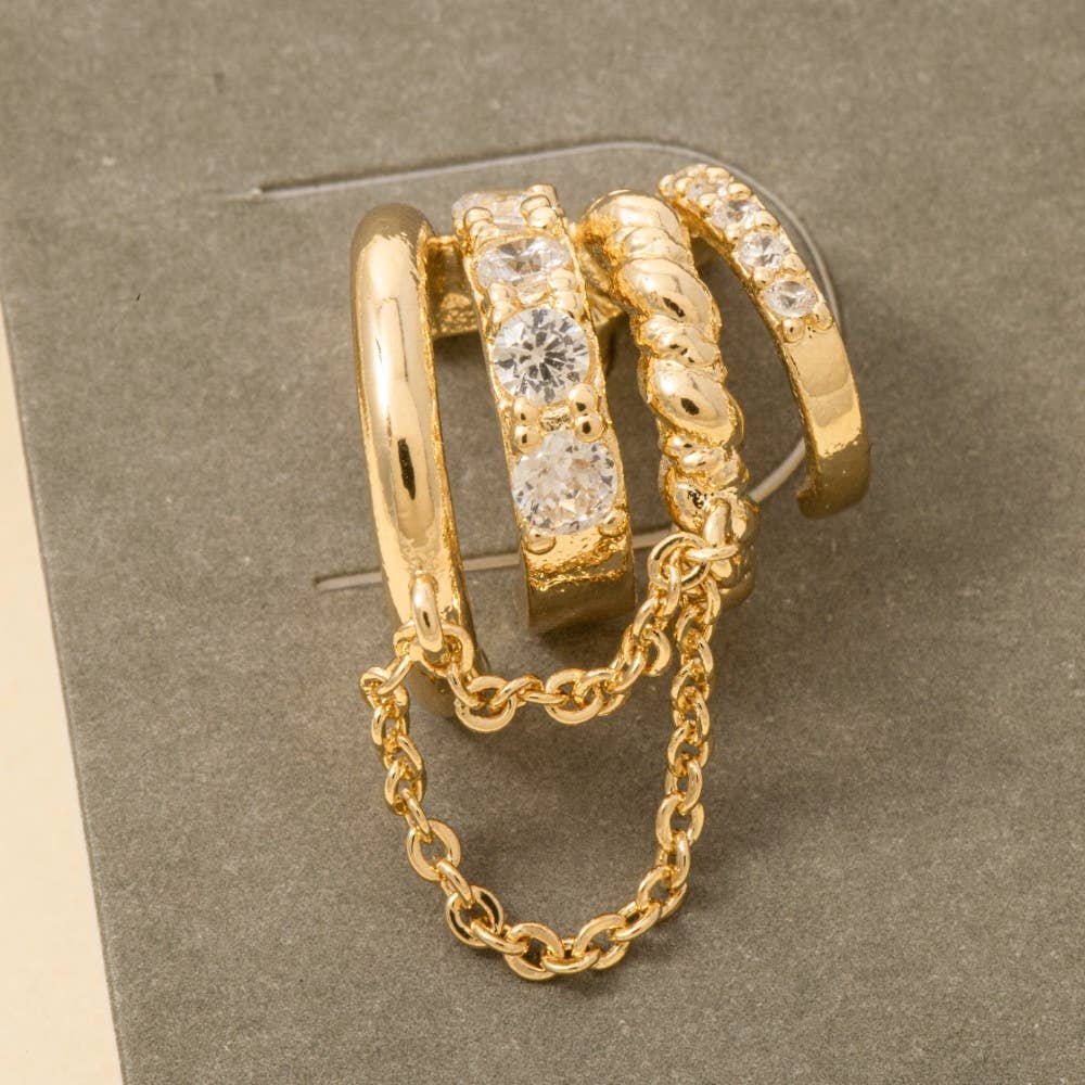 Ashton Assorted Four Line With Chain Hoop Earrings