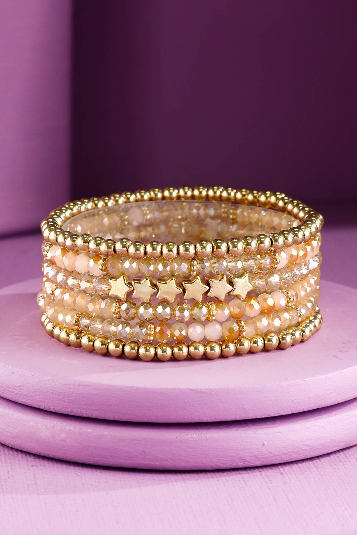Layered Stackable Beaded Bracelets with Stars (3 Colors!)