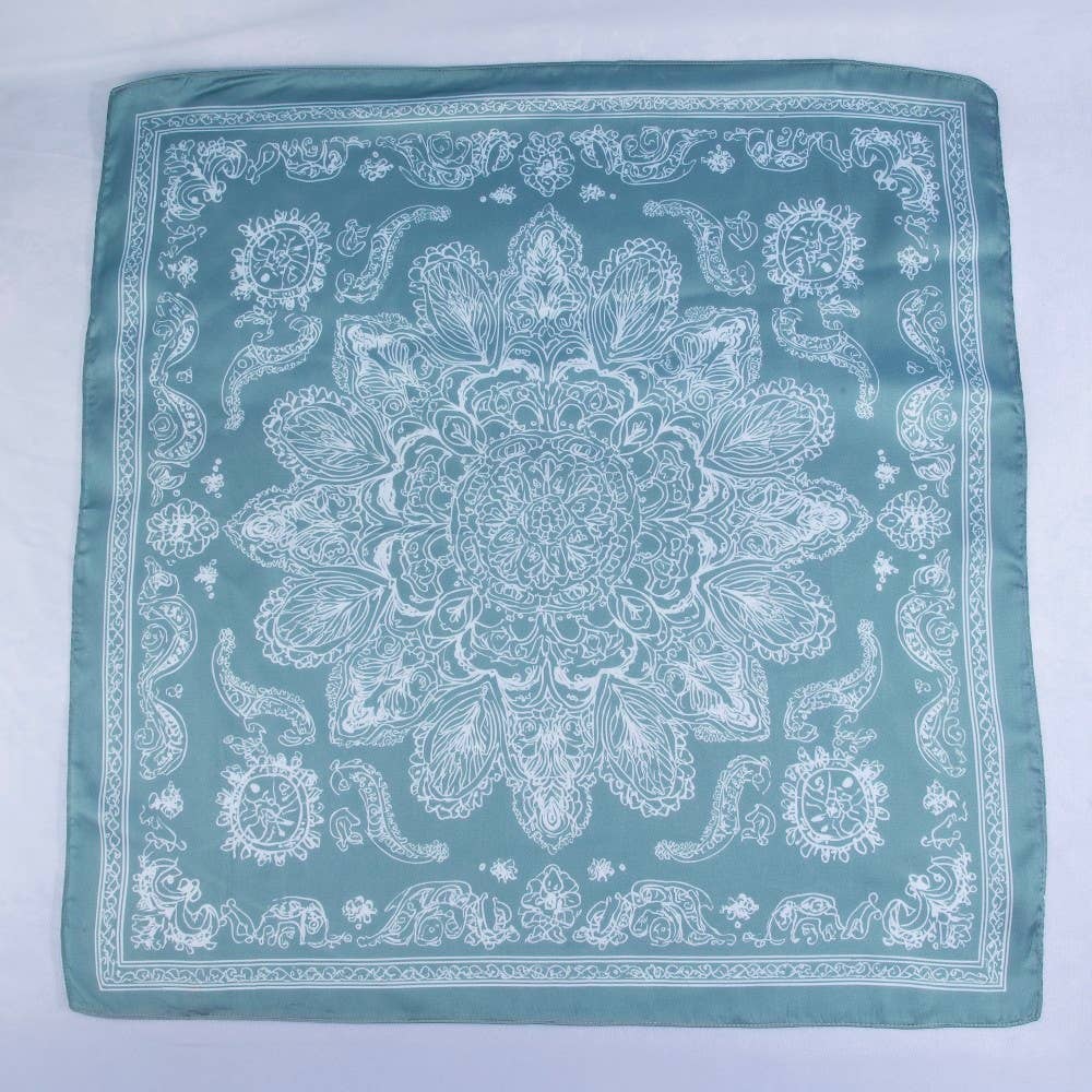 Paisley Mandala Print Square Satin Scarf