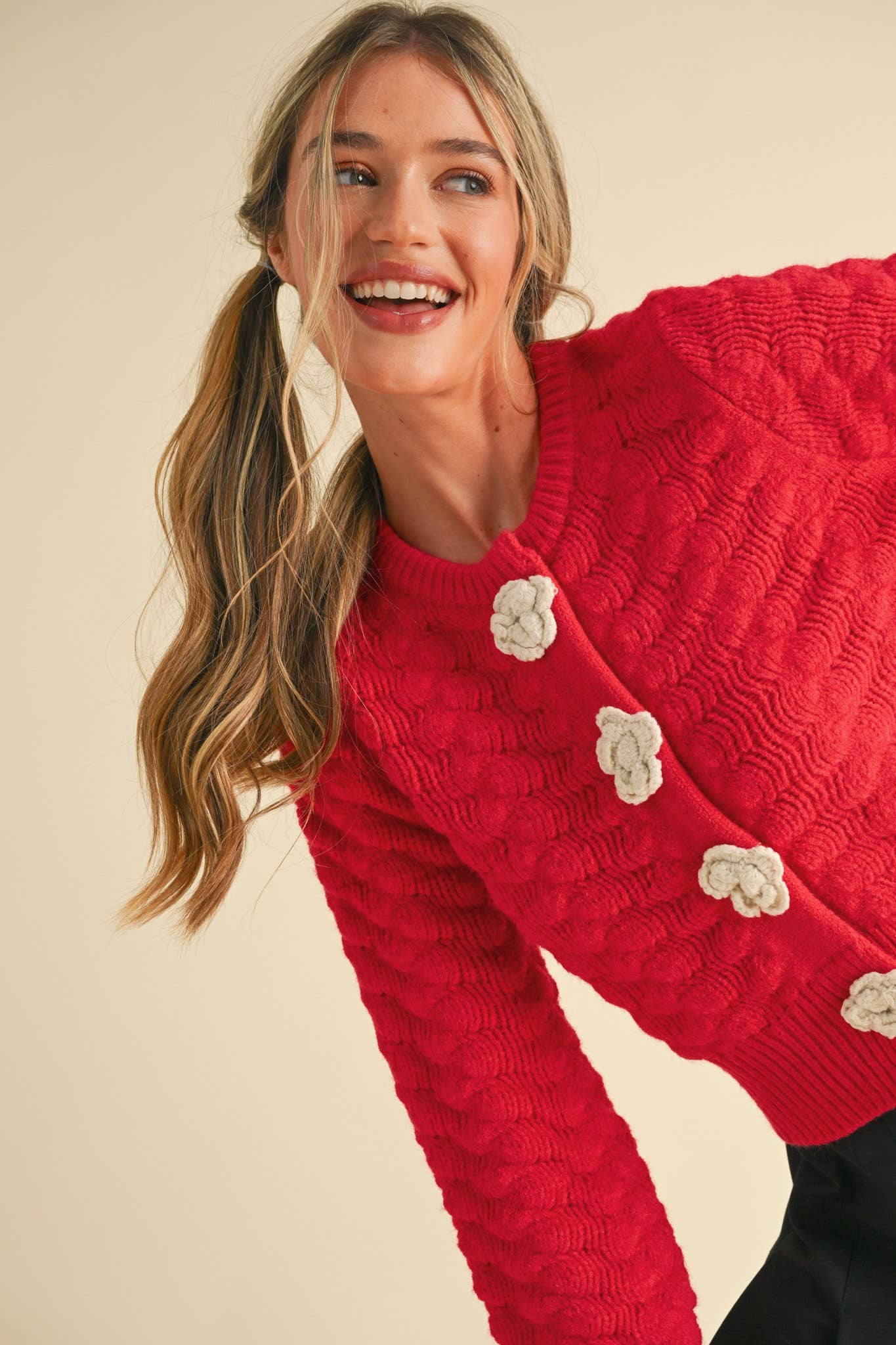 Winnie Texture Rose Cardigan