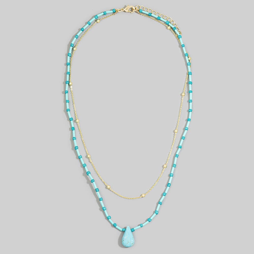 Allison Double Strand Turquoise Bead Pendant Necklace