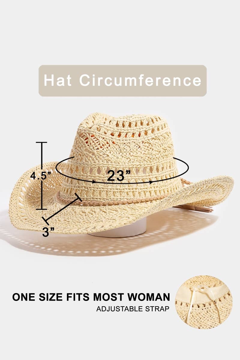 Beah Intricate Woven Western Fedora Straw Hat (2 Options!)