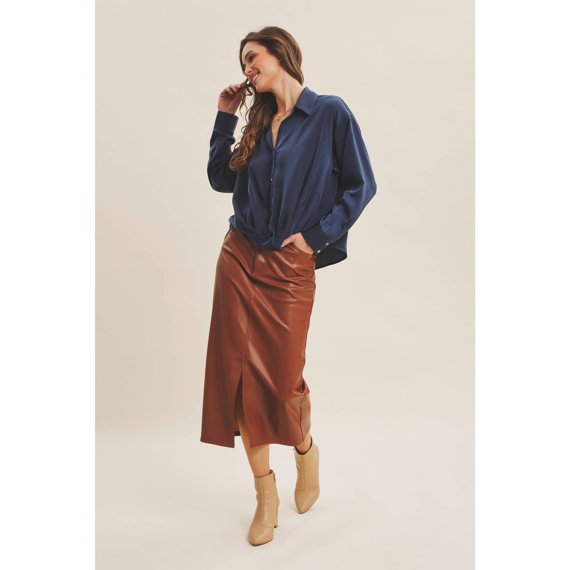 Gordon Button Down Satin Shirt