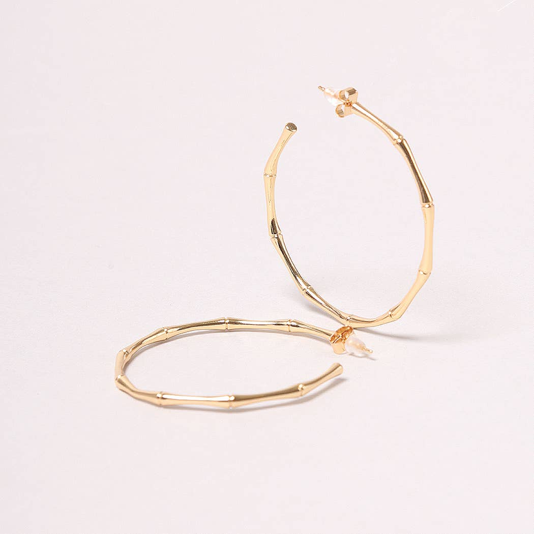 Dia 14K Gold-Dipped Textured Hoop Post Earring (2 Colors!)