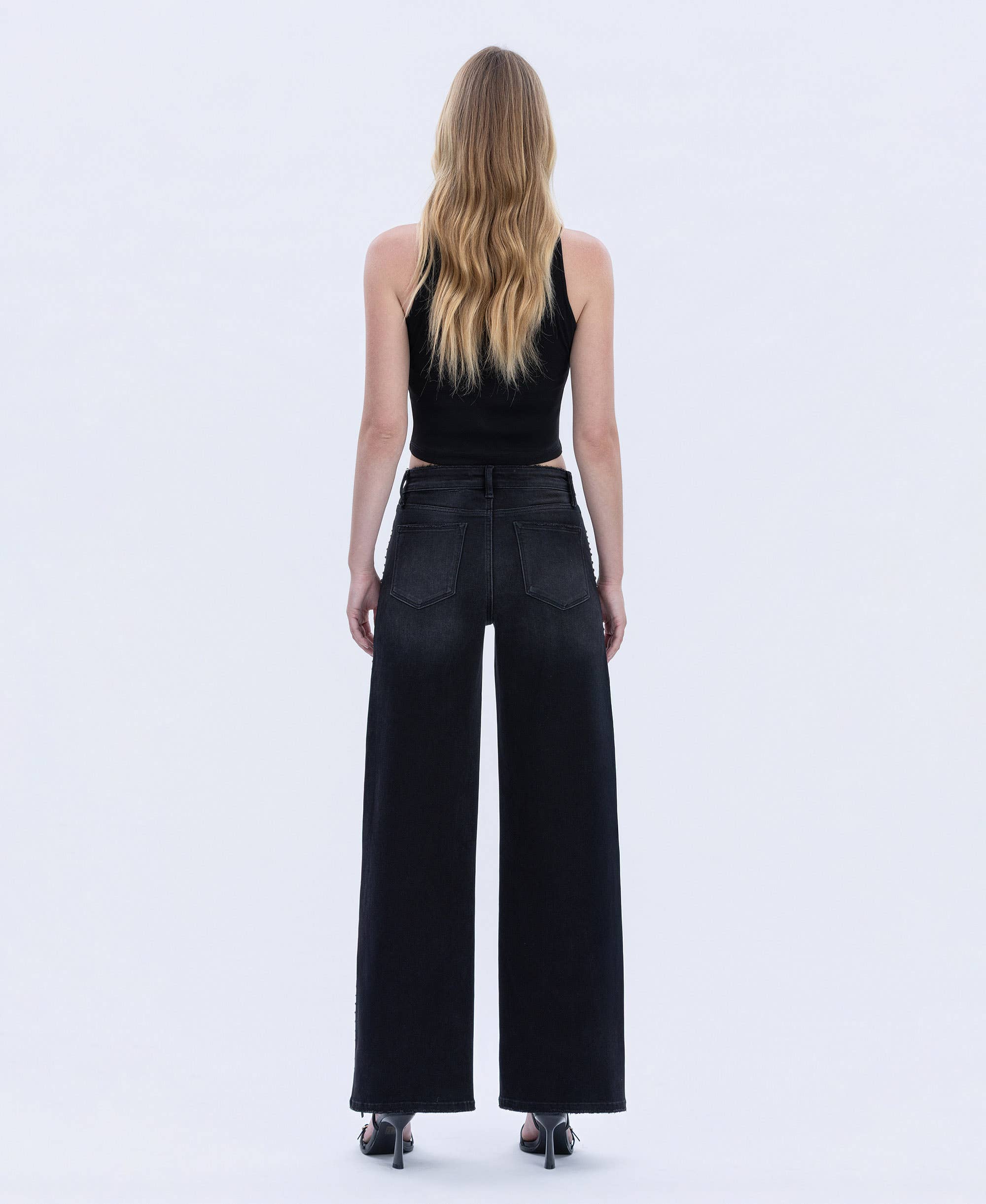 Vervet Nail Head Black Wide Jeans