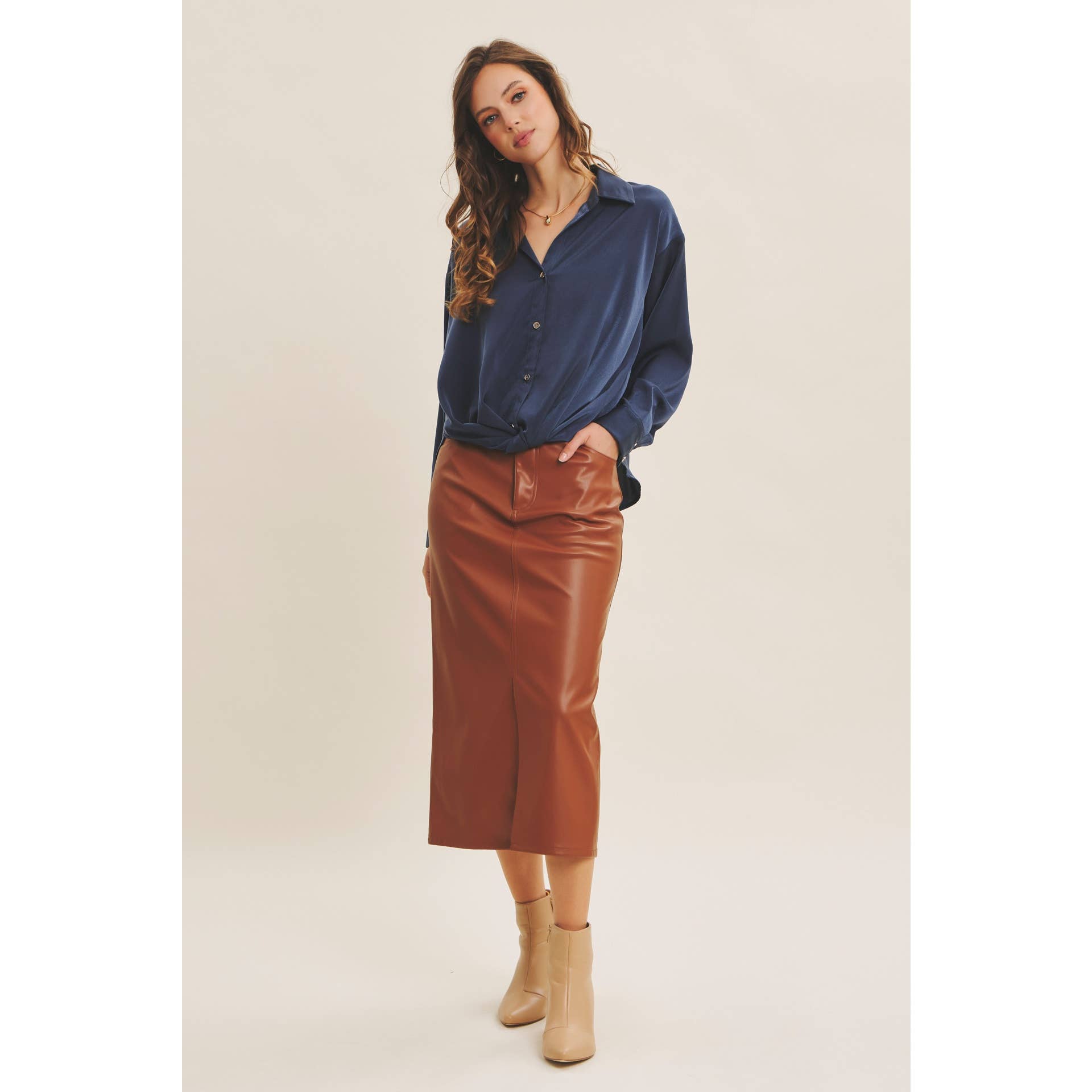 Gordon Button Down Satin Shirt