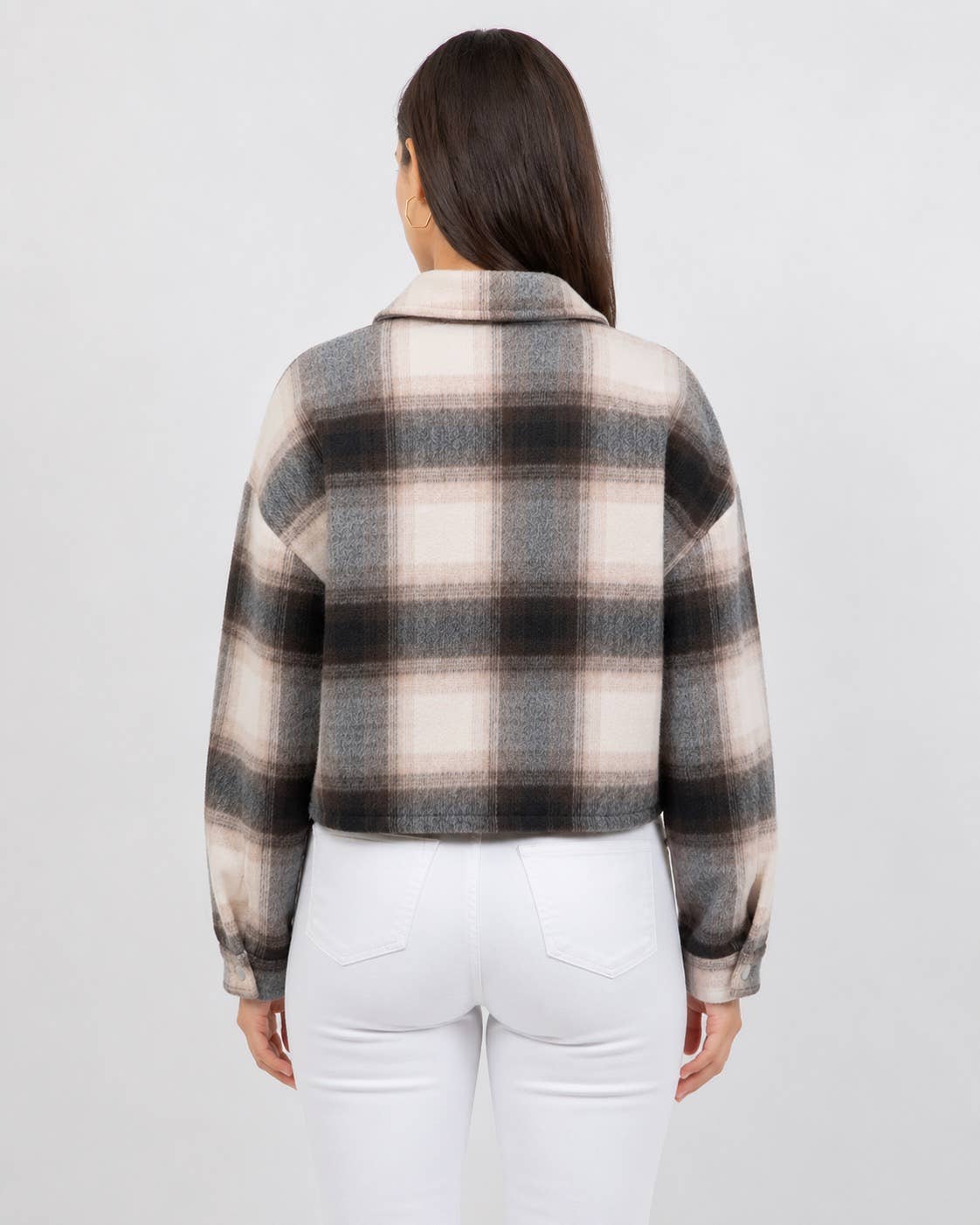 Toga Cropped Plaid Shirt Jacket