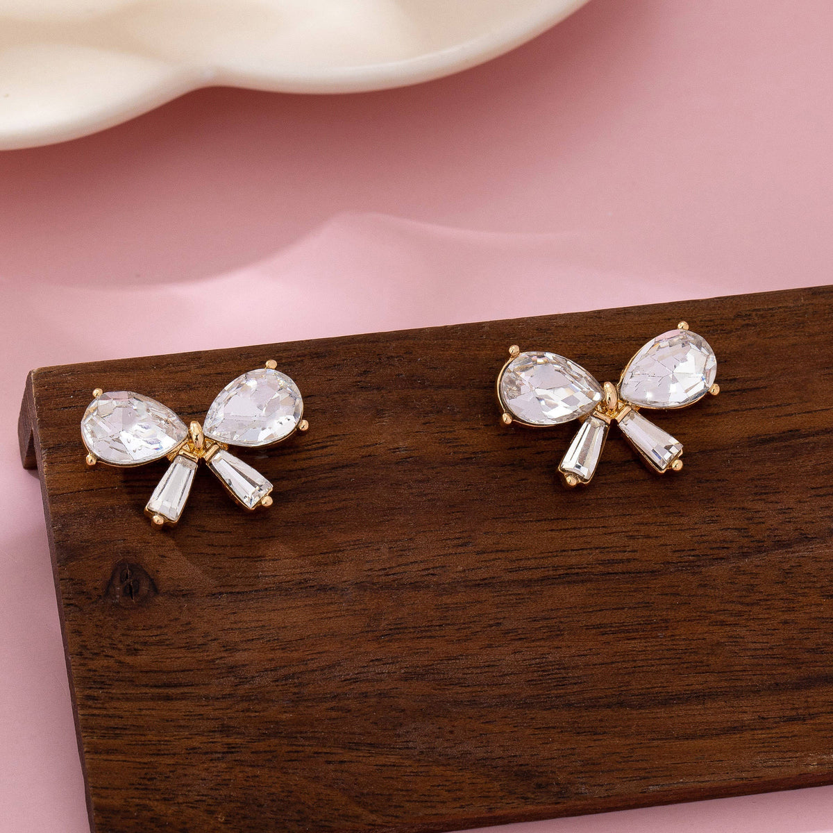 Coy Crystal Bow Stud Earrings