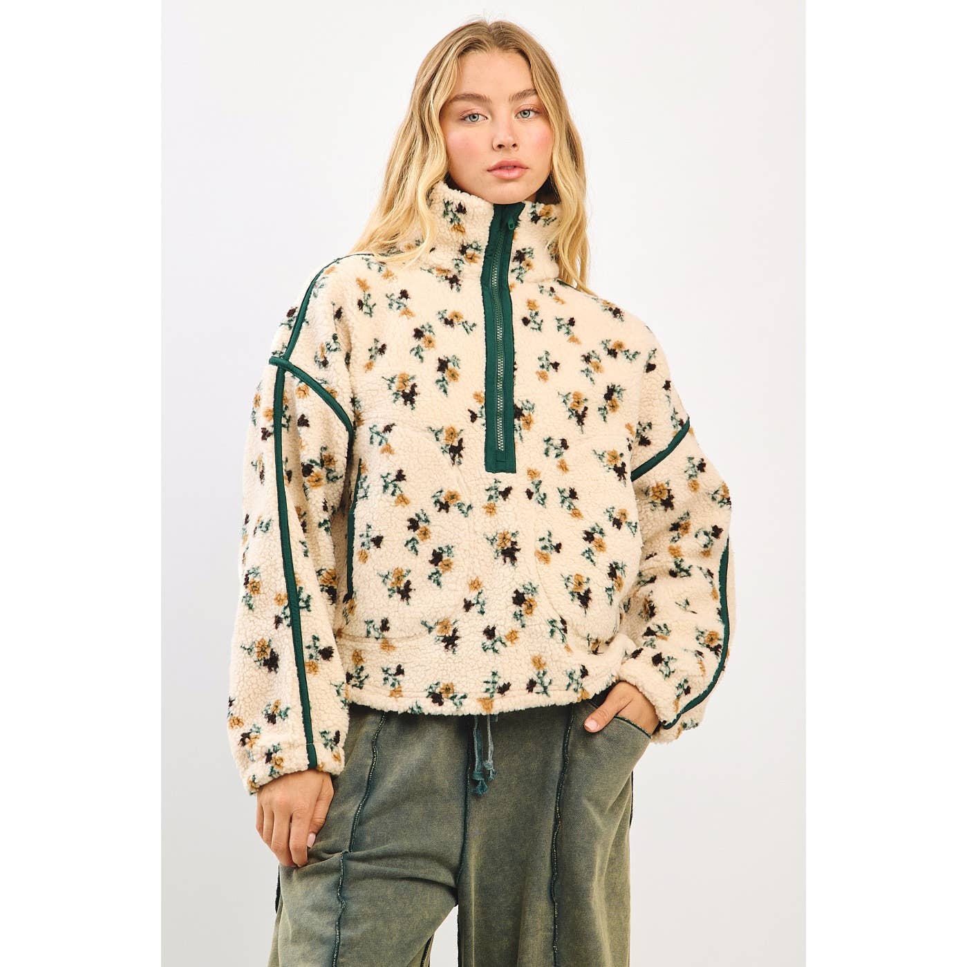 Boise Floral Fleece Zip Pullover