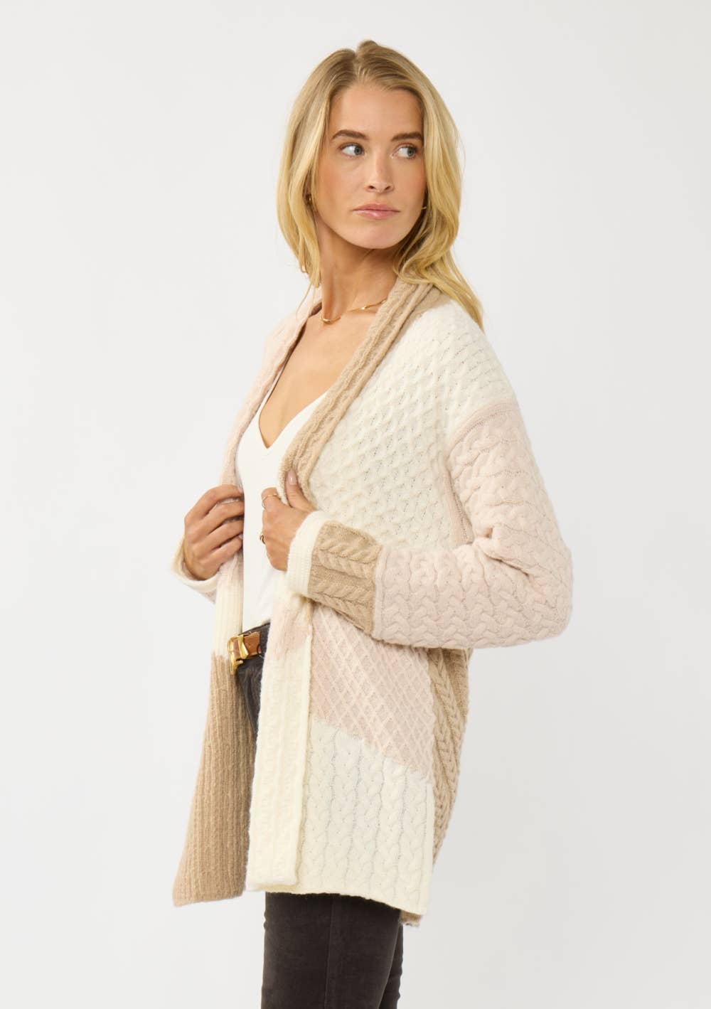 Fifi Colorblock Cable Sweater Cardigan PREORDER