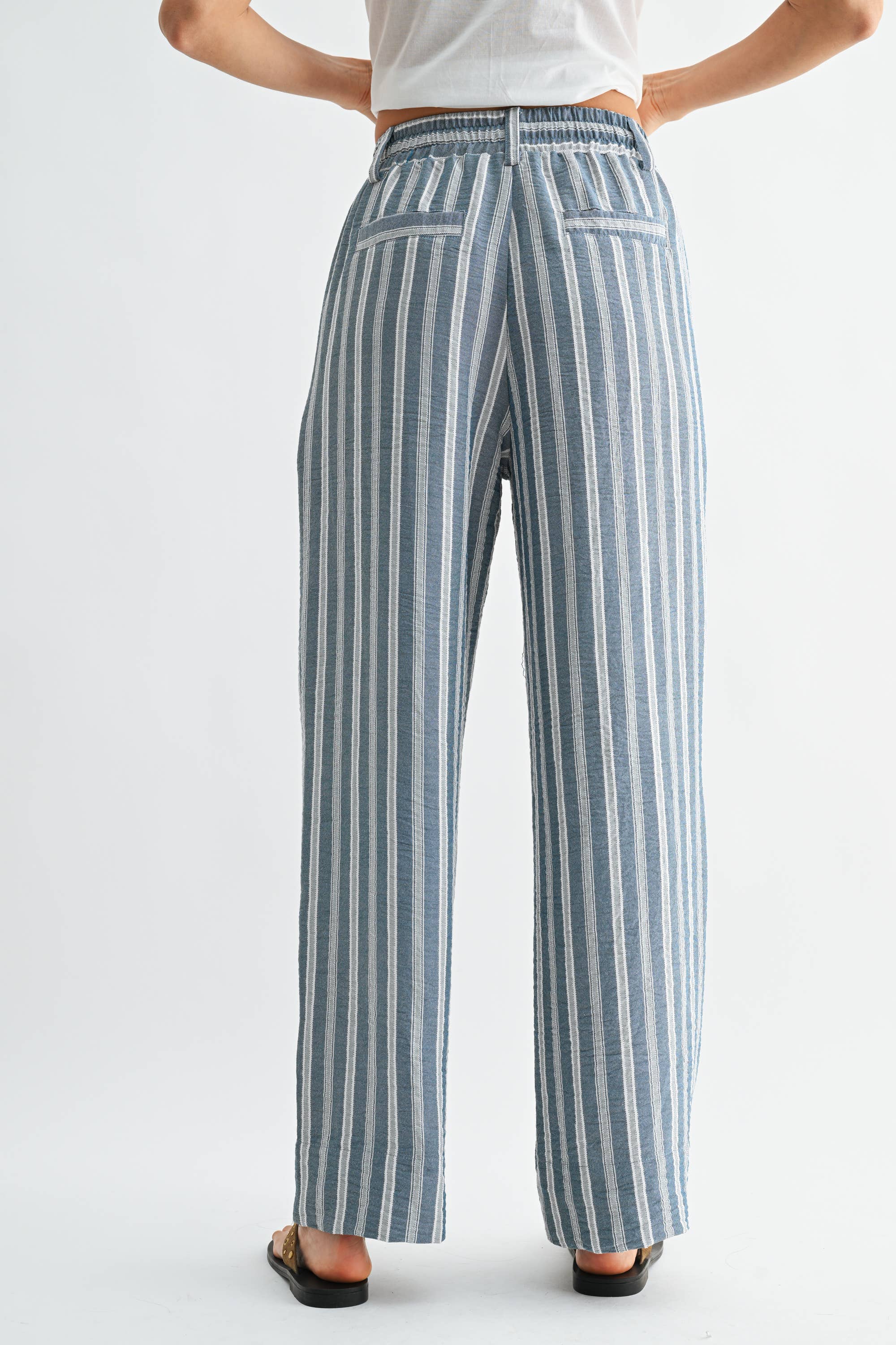 Hanna Striped Wide Leg Drawstring Pants PREORDER