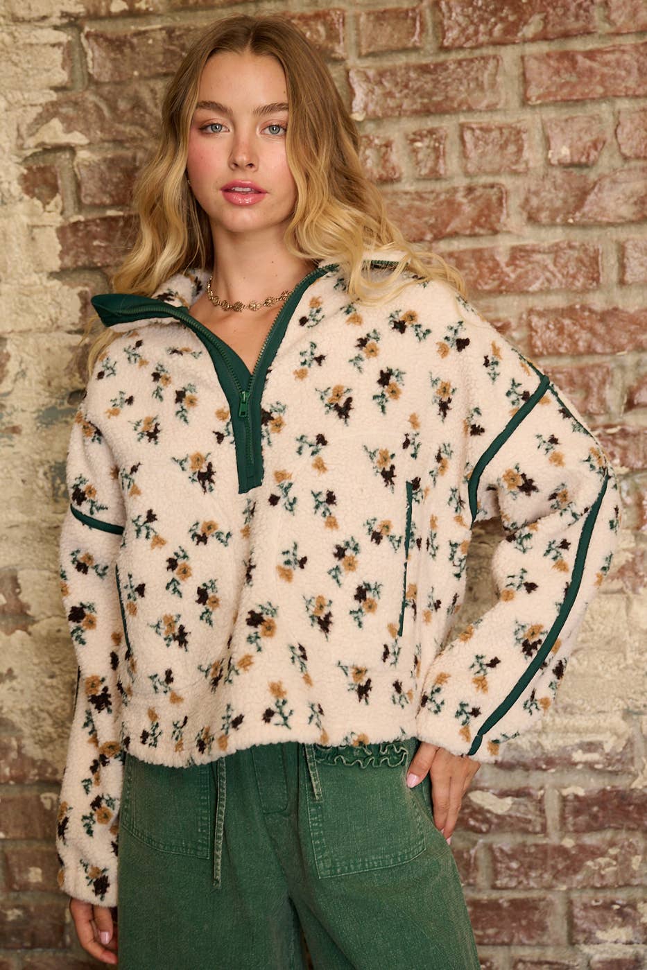 Boise Floral Fleece Zip Pullover