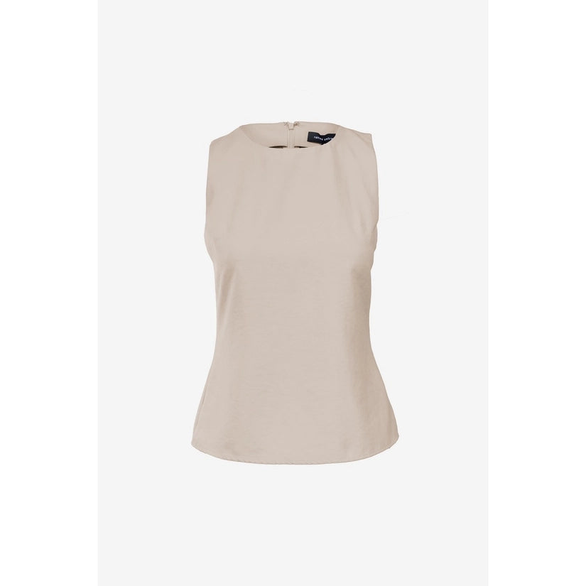 Moll Tan High Neck Soft Sleeveless Top