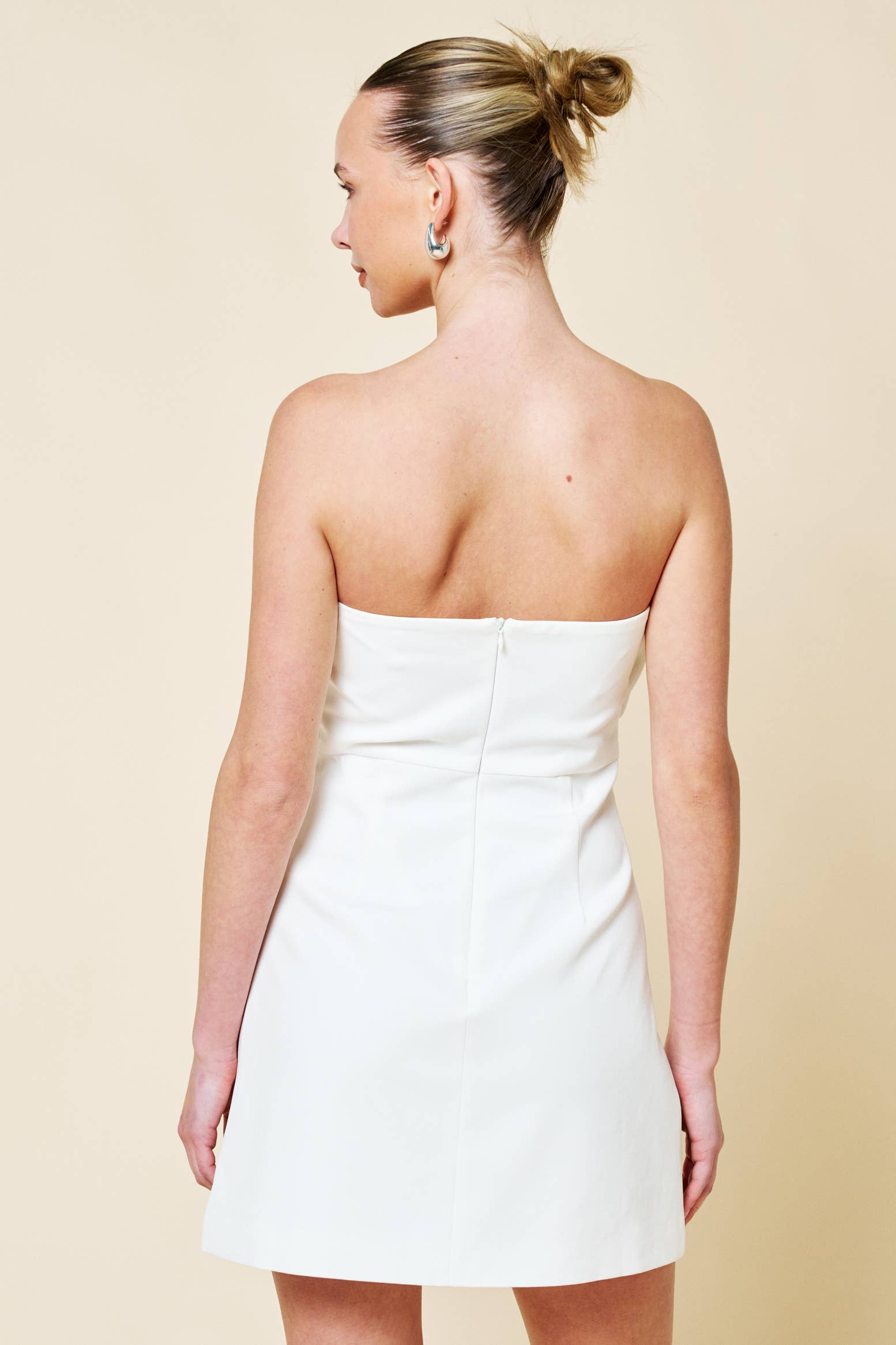 Bow Detail Strapless Mini Dress