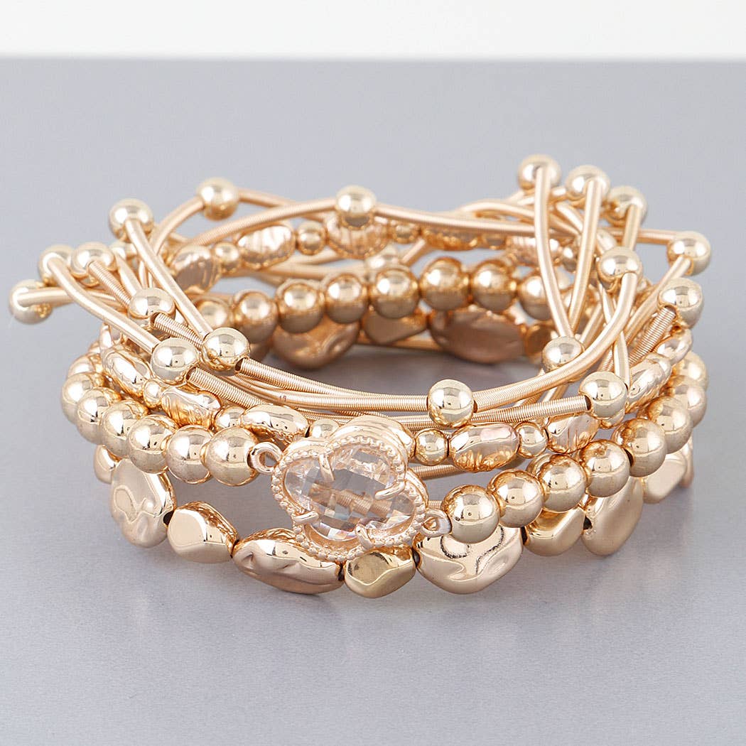 Vunn Multi Clover Coil Beaded Bracelet