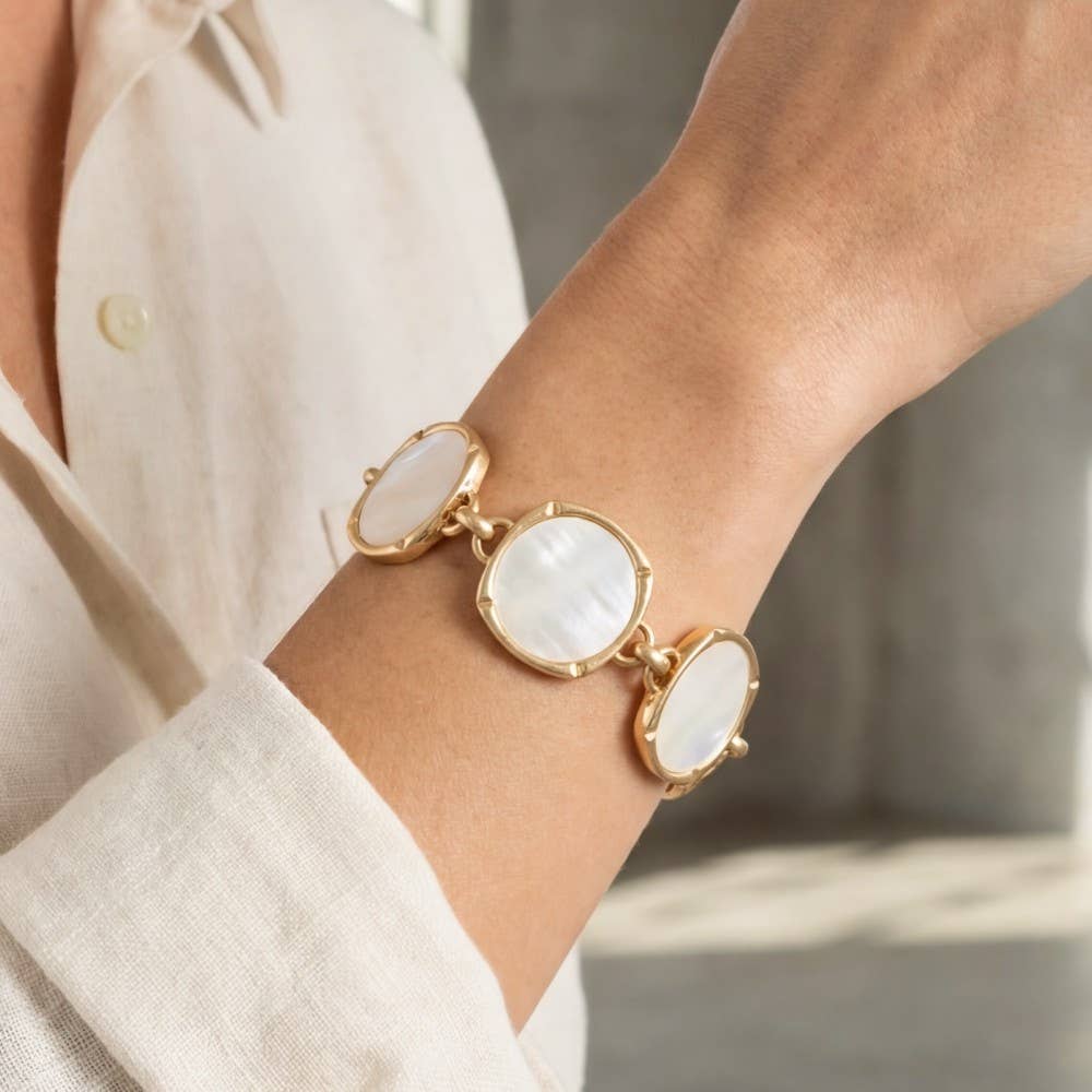 Atticus Pearl Disc Toggle Chain Bracelet PREORDER