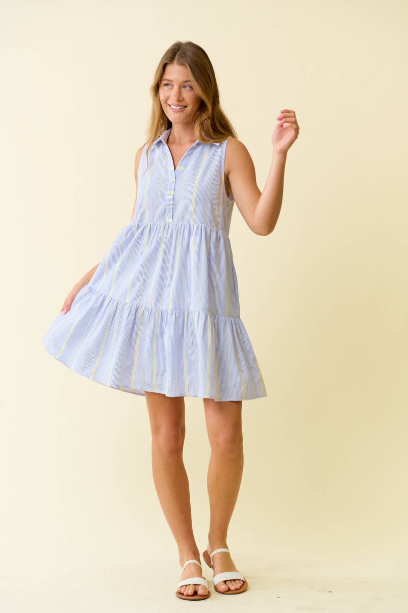 Serna Stripe Tiered Mini Dress
