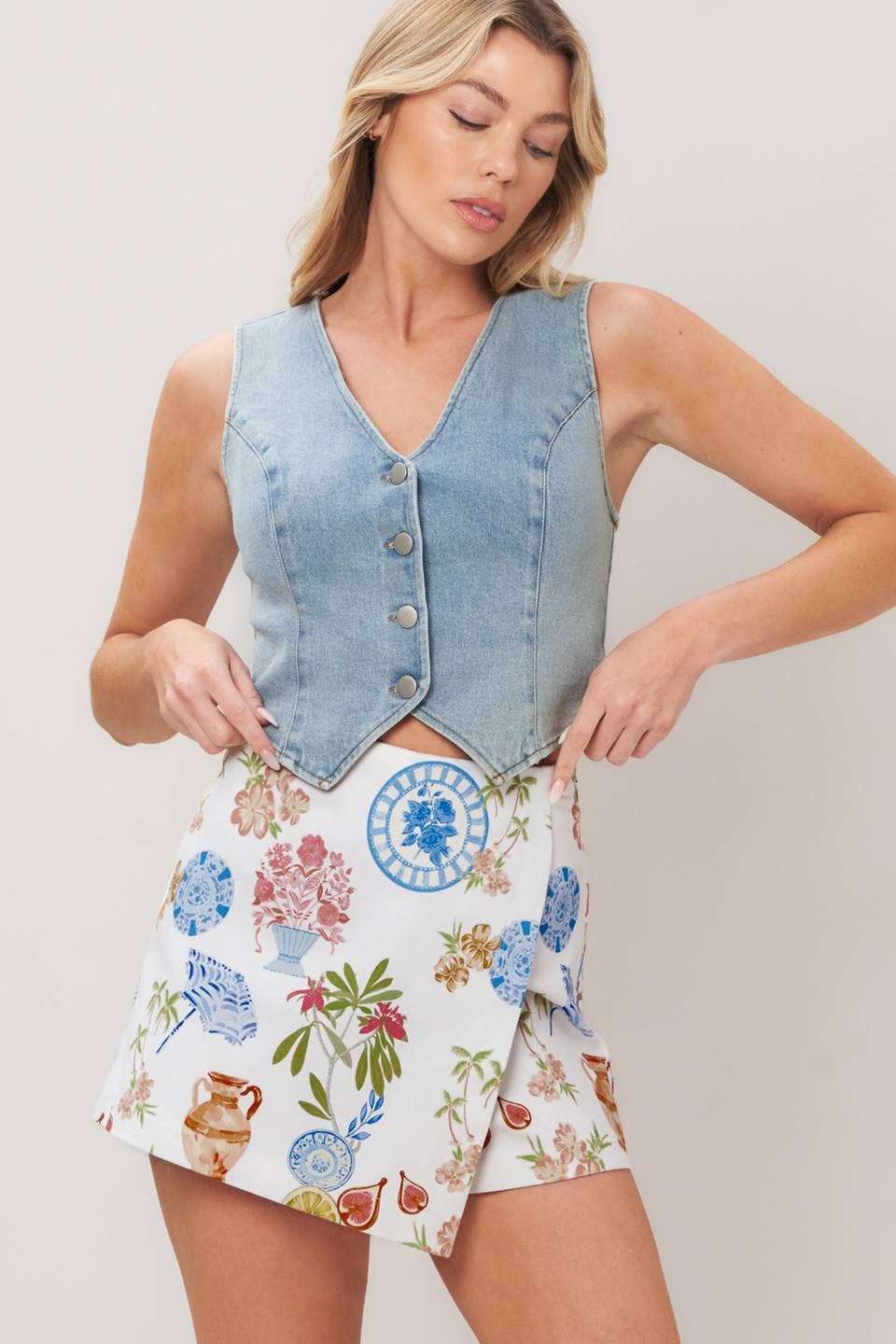 Herb Print Mini Skort Skirt PREORDER