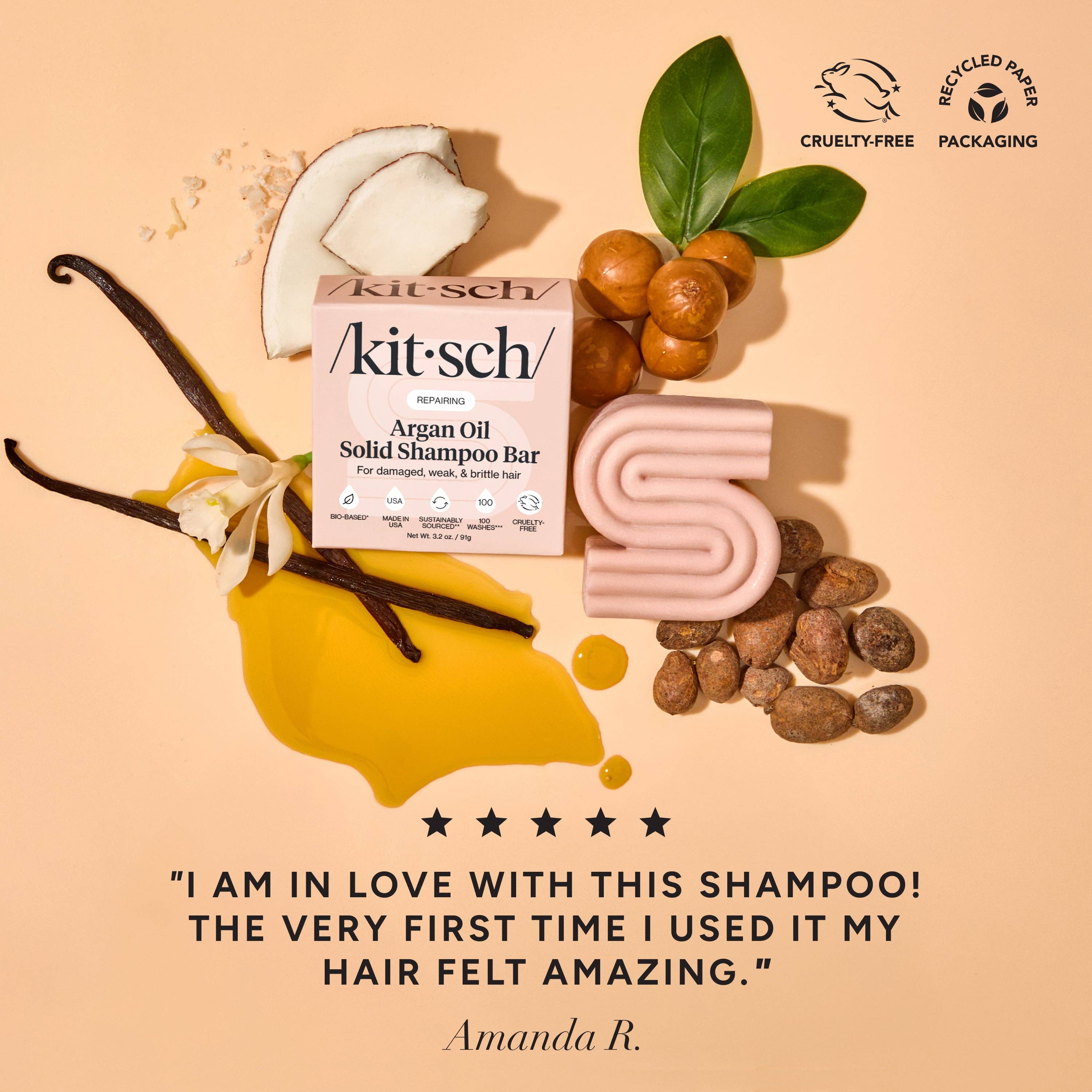 KITSCH Repairing Argan Oil Shampoo & Conditioner Bar Combo