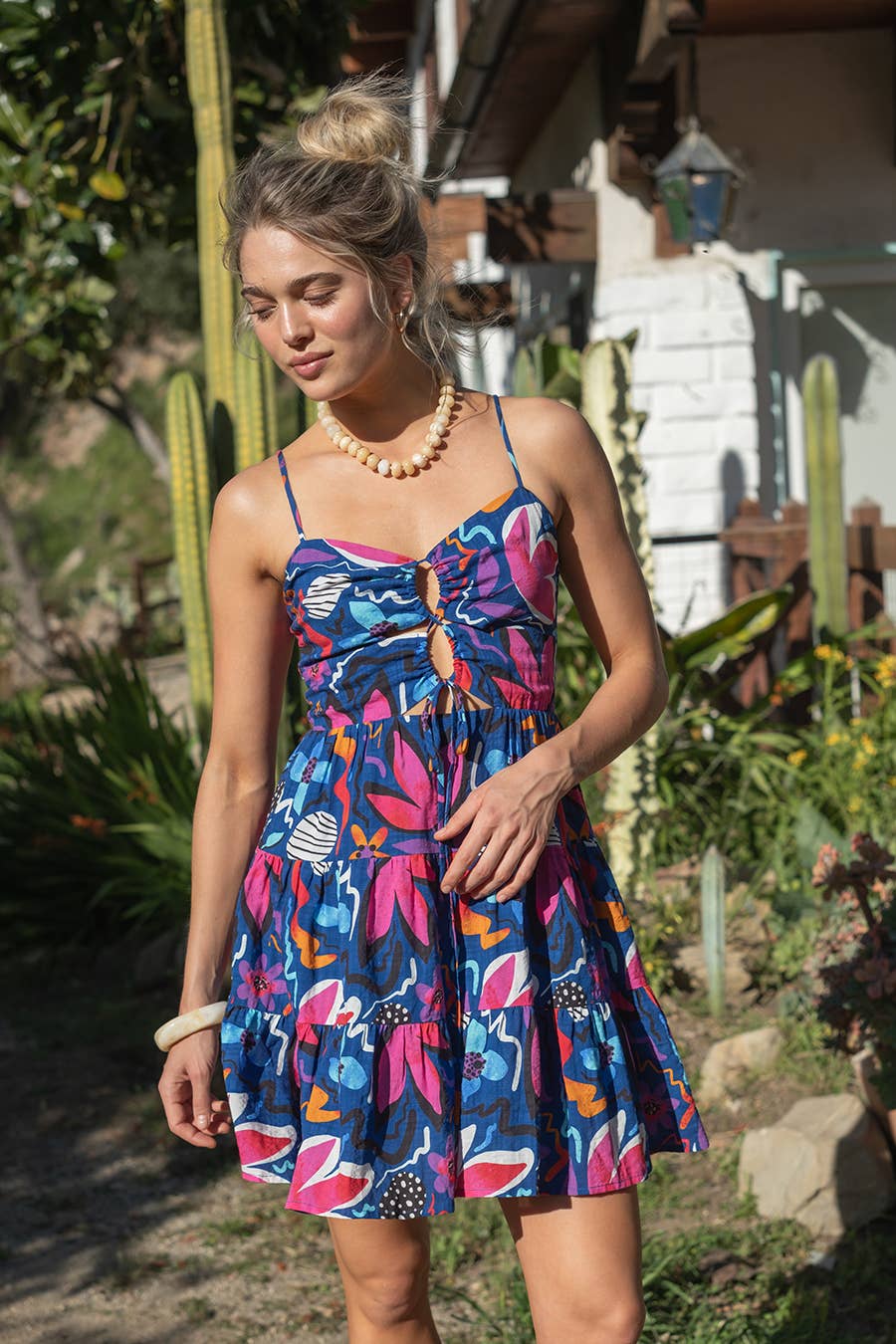 Barton Printed Cut Out Mini Dress
