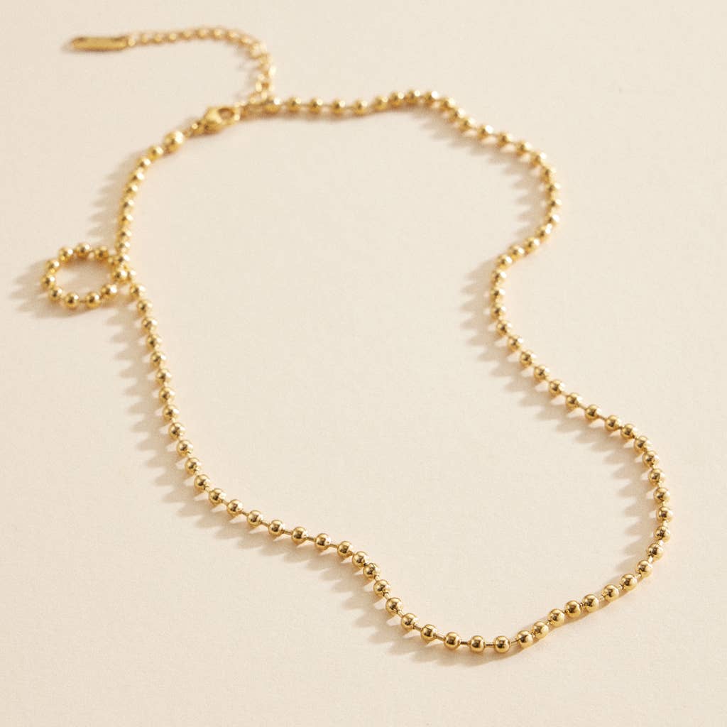 Henry Beaded 18K Gold Dip Stainless Steel Necklace