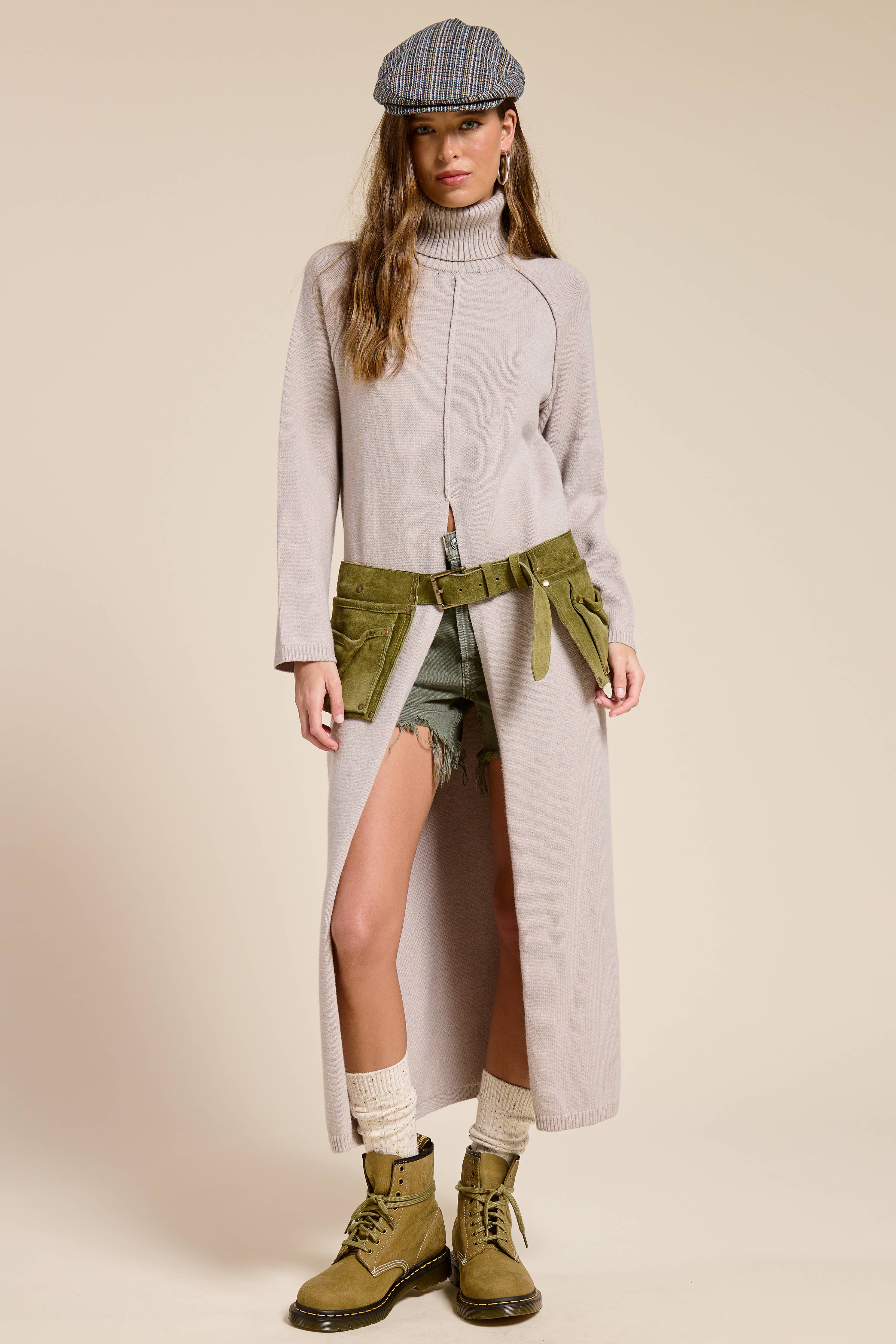 Vale Ribbed Turtleneck Tunic Sweater