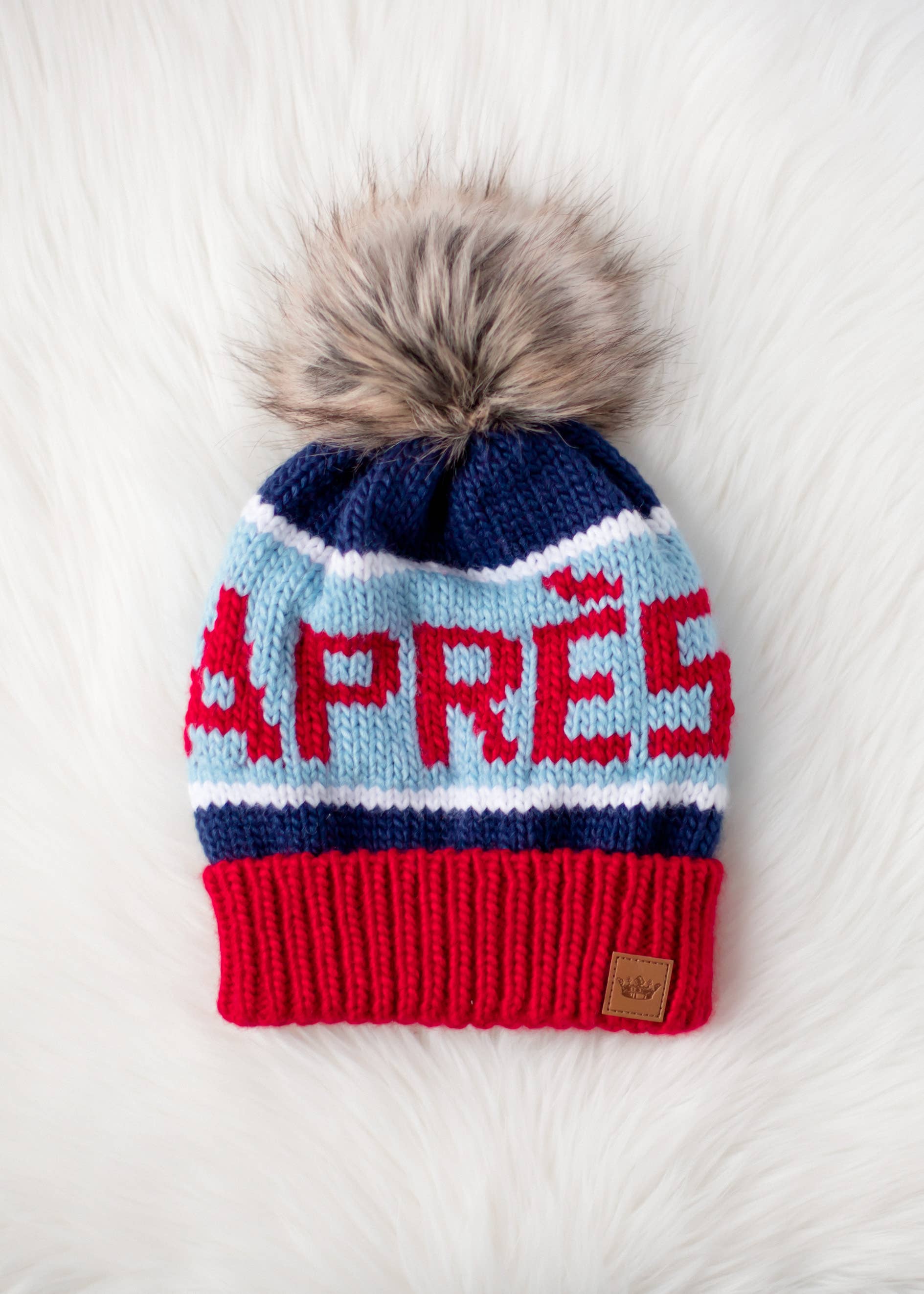 Livi Red, Lt. Blue & Navy Apres Pom Hat