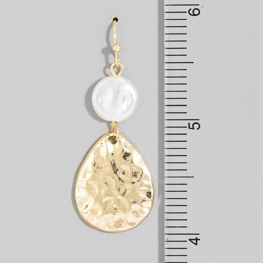 Arthur Freshwater Pearl Hammered Teardrop Earrings
