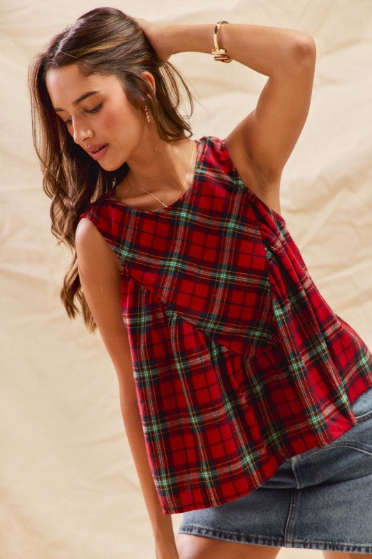 Rudolph Plaid Tank Top
